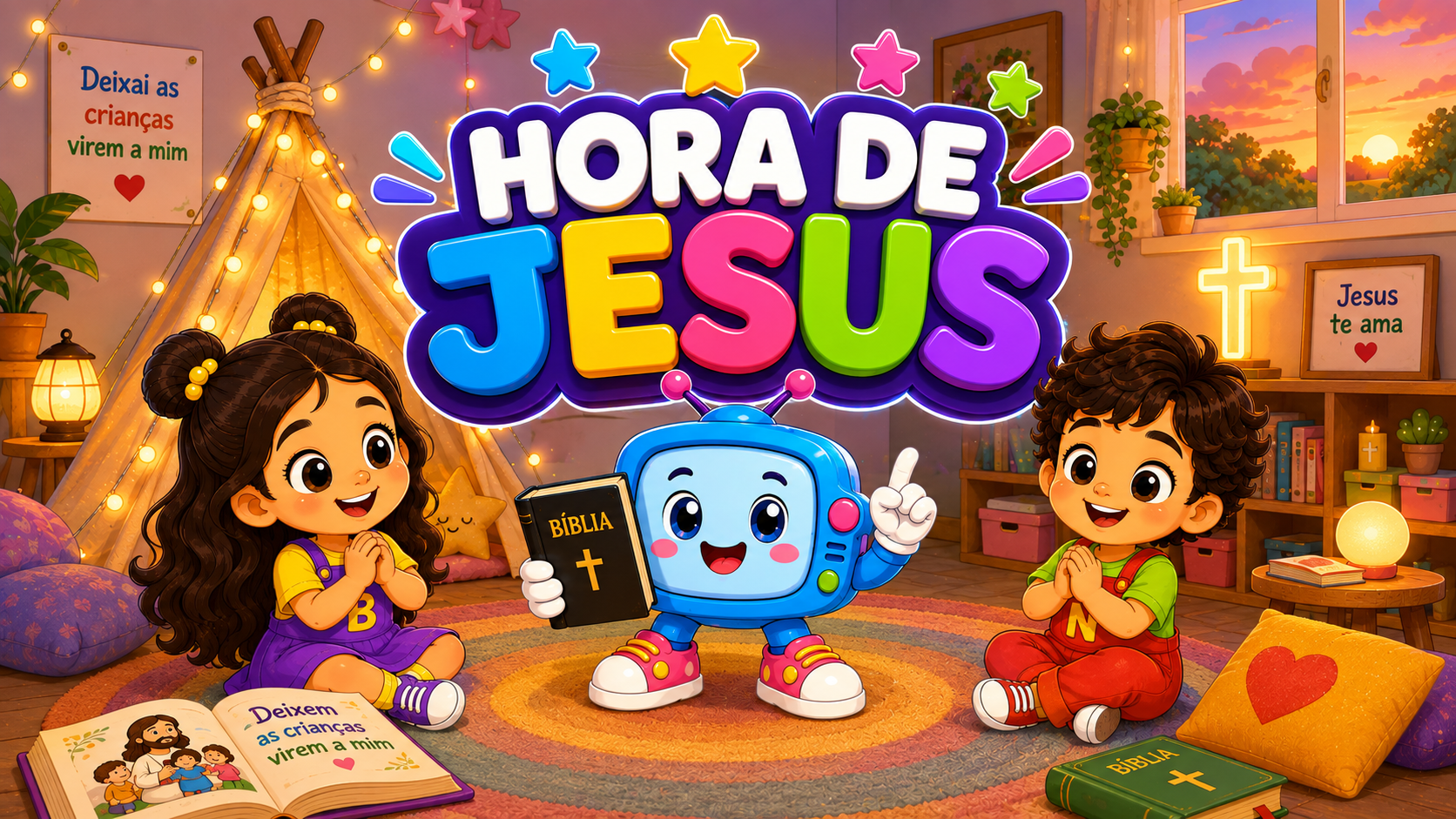 Bella, Noah e BIPI juntos na hora de Jesus