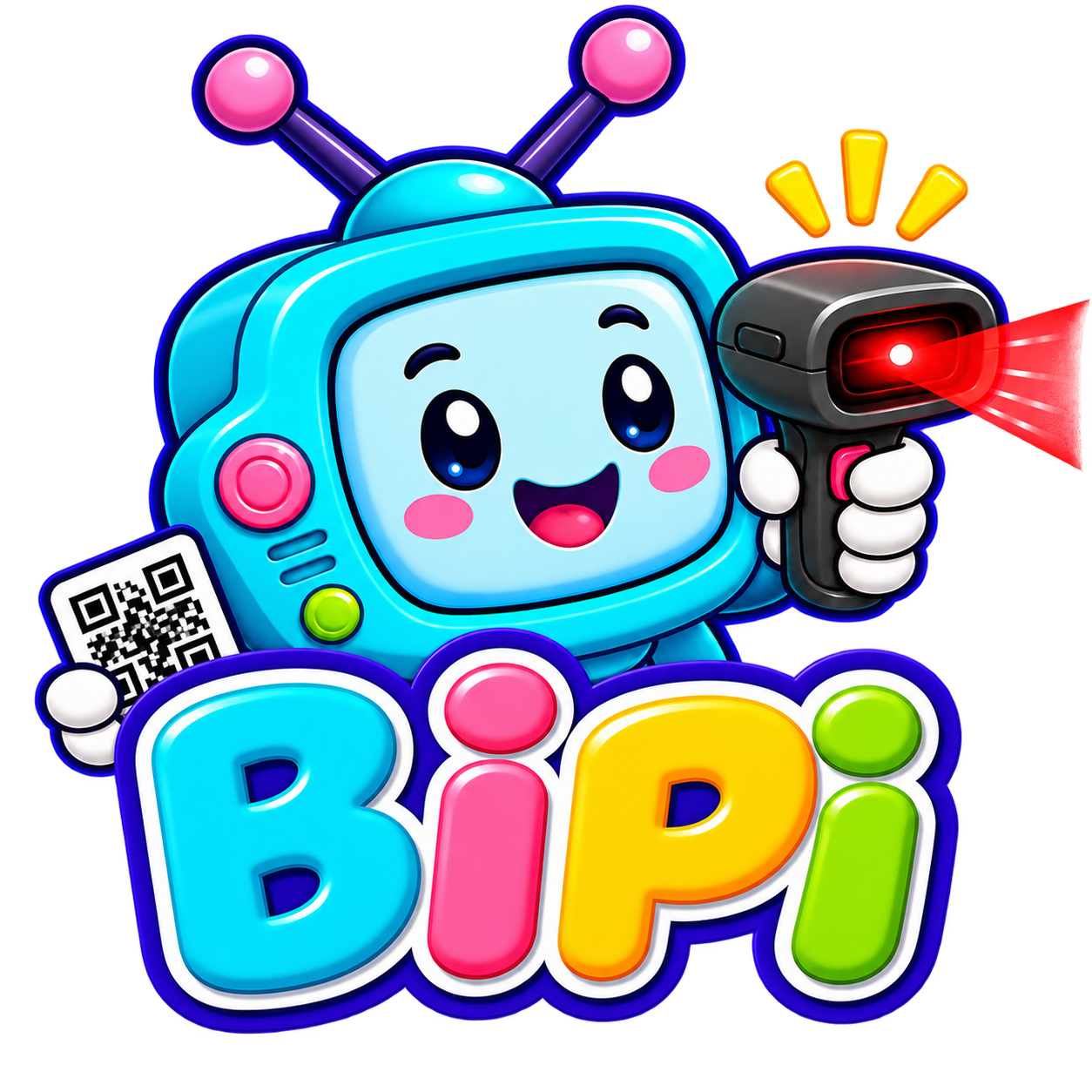 BIPI com scanner, cartão e logotipo