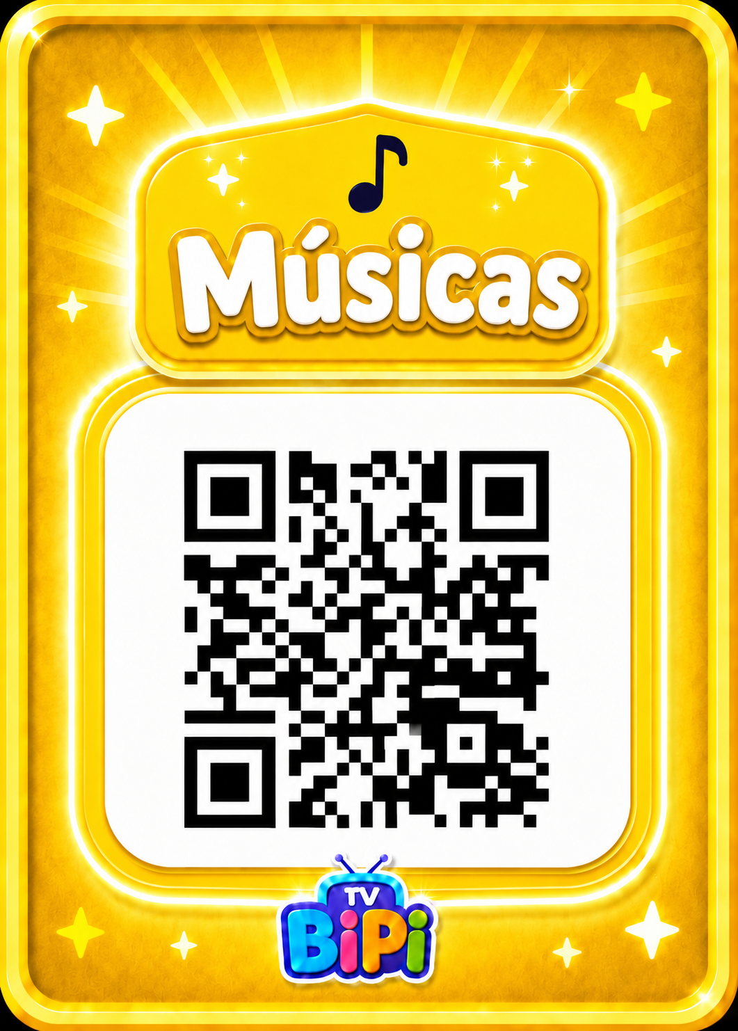 Cartão amarelo de Músicas com QR Code